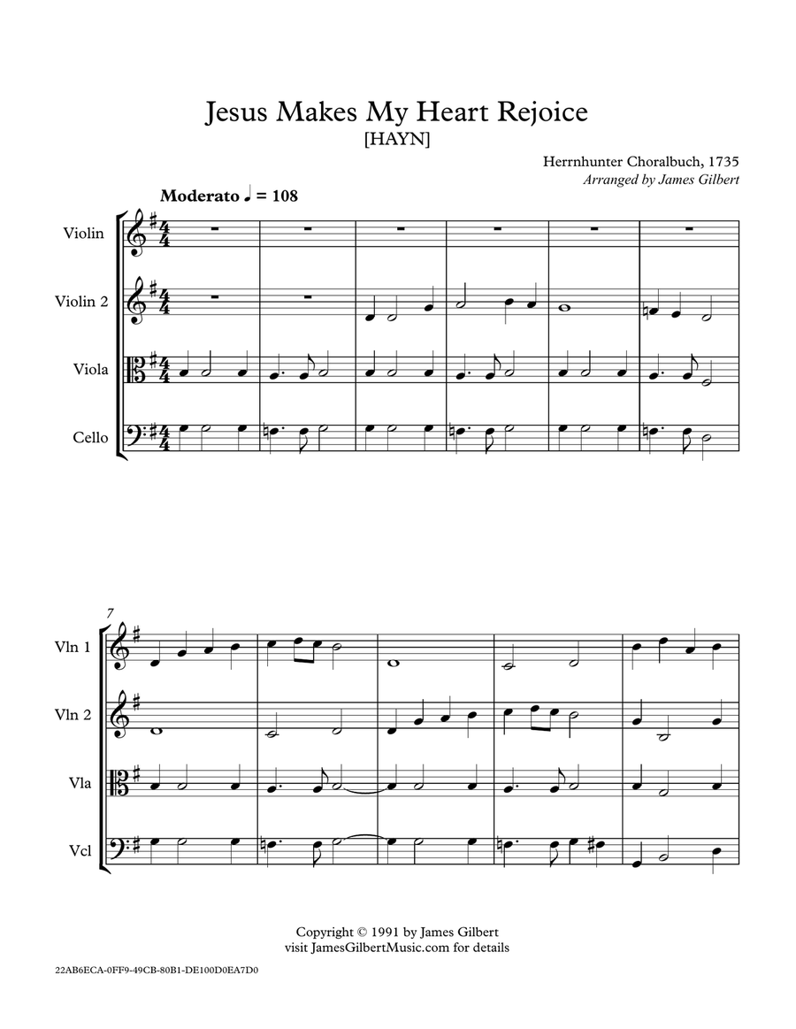 Jesus Makes My Heart Rejoice String Quartet scores gallery preview page 1
