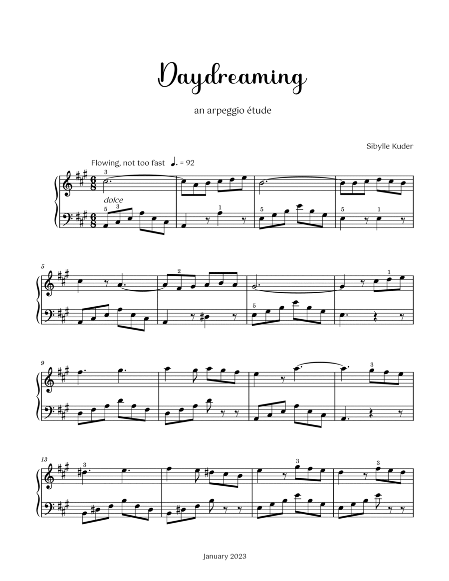Daydreaming ~ an arpeggio étude for Early Intermediate Solo Piano image number null