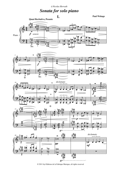 Paul Wehage: Sonata for piano