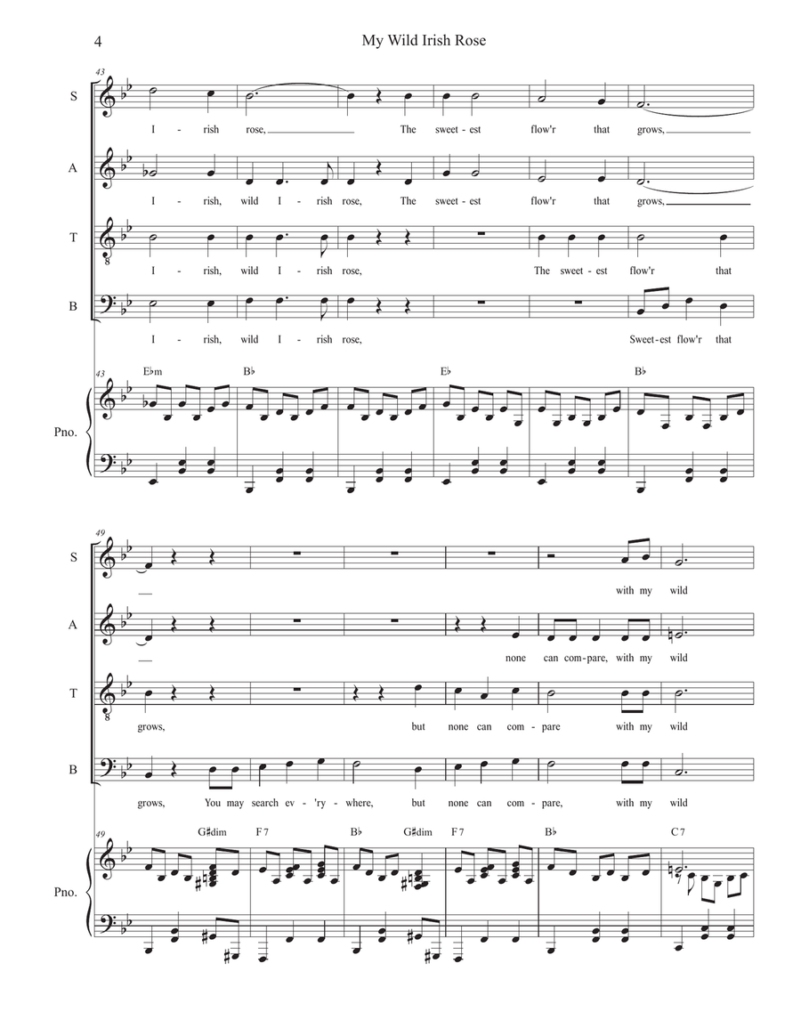 My Wild Irish Rose (SATB) 4-Part scores gallery preview page 4