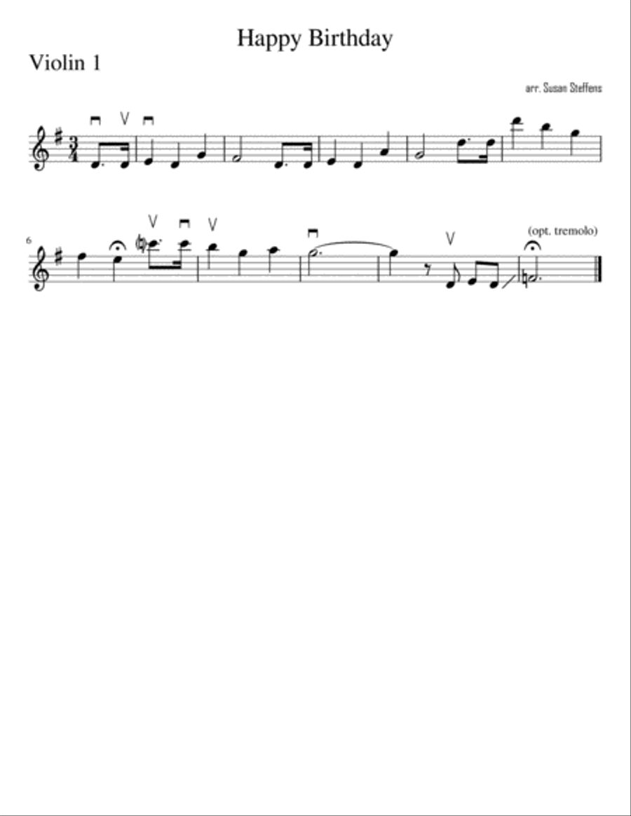 Happy Birthday for flexible string ensemble String Quartet scores gallery preview page 1