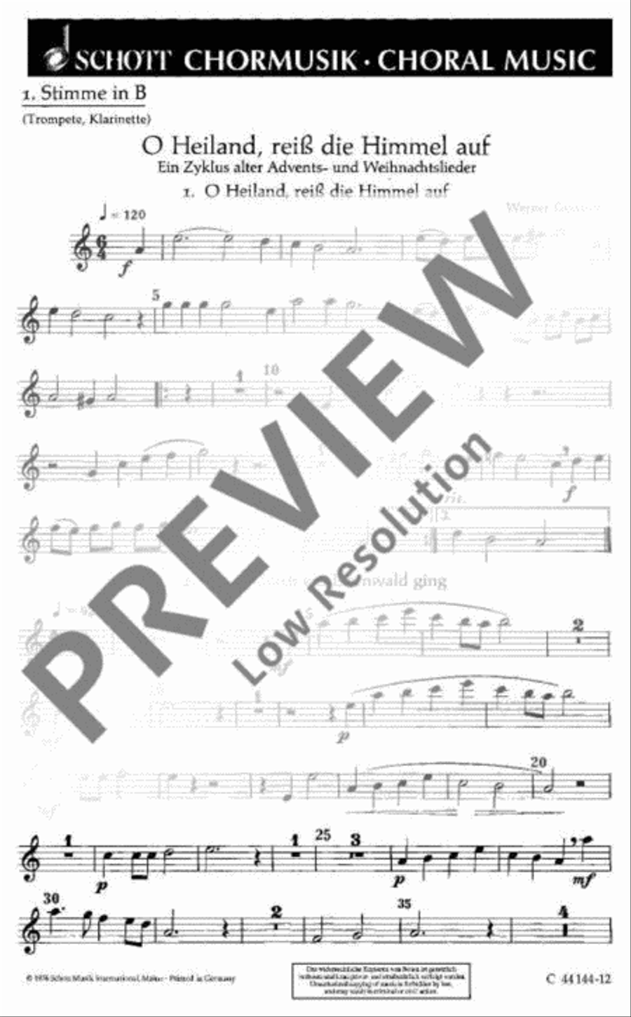 O Heiland, reiß die Himmel auf Choir scores gallery preview page 2