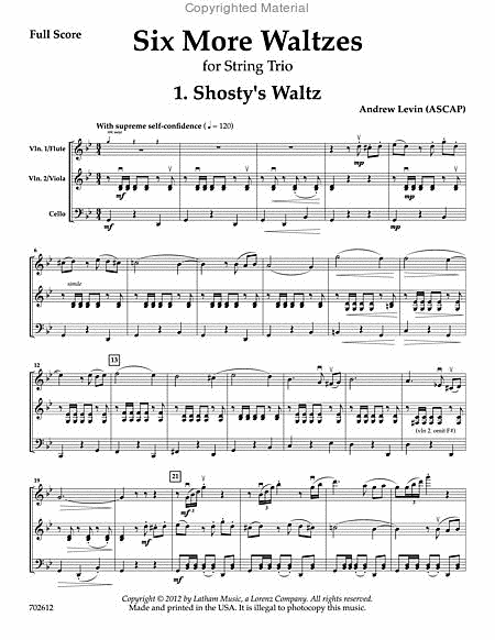 Six More Waltzes for String Trio - Score image number null