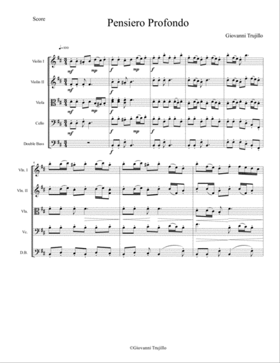 Pensiero Profondo String Quartet scores gallery preview page 1