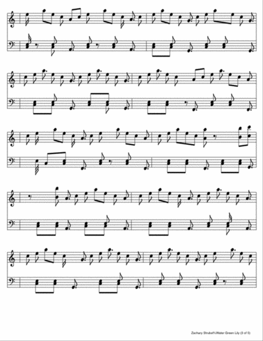 Water Green Lily (Full Song) Piano Solo scores gallery preview page 3