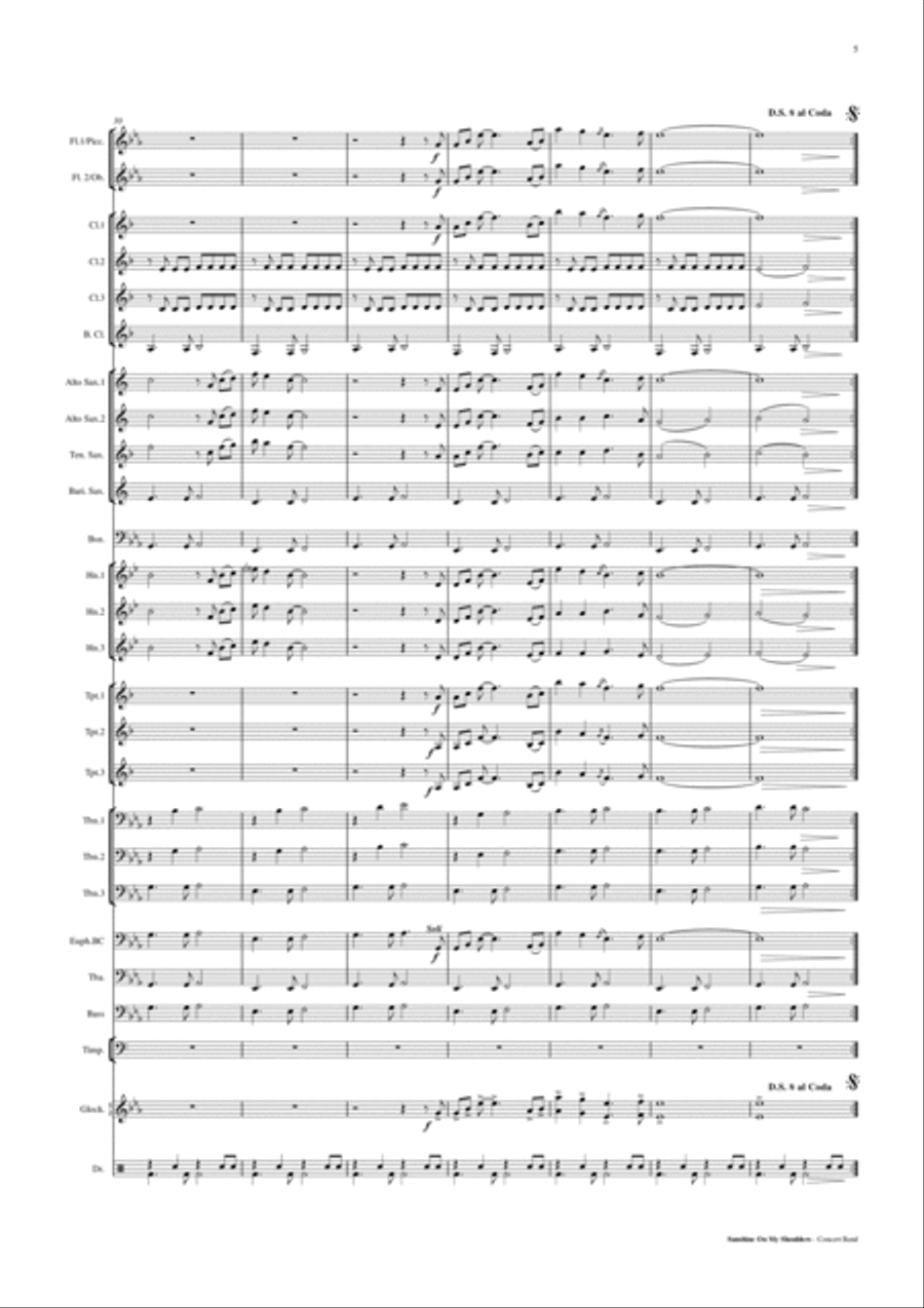 Sunshine On My Shoulders Concert Band scores gallery preview page 6