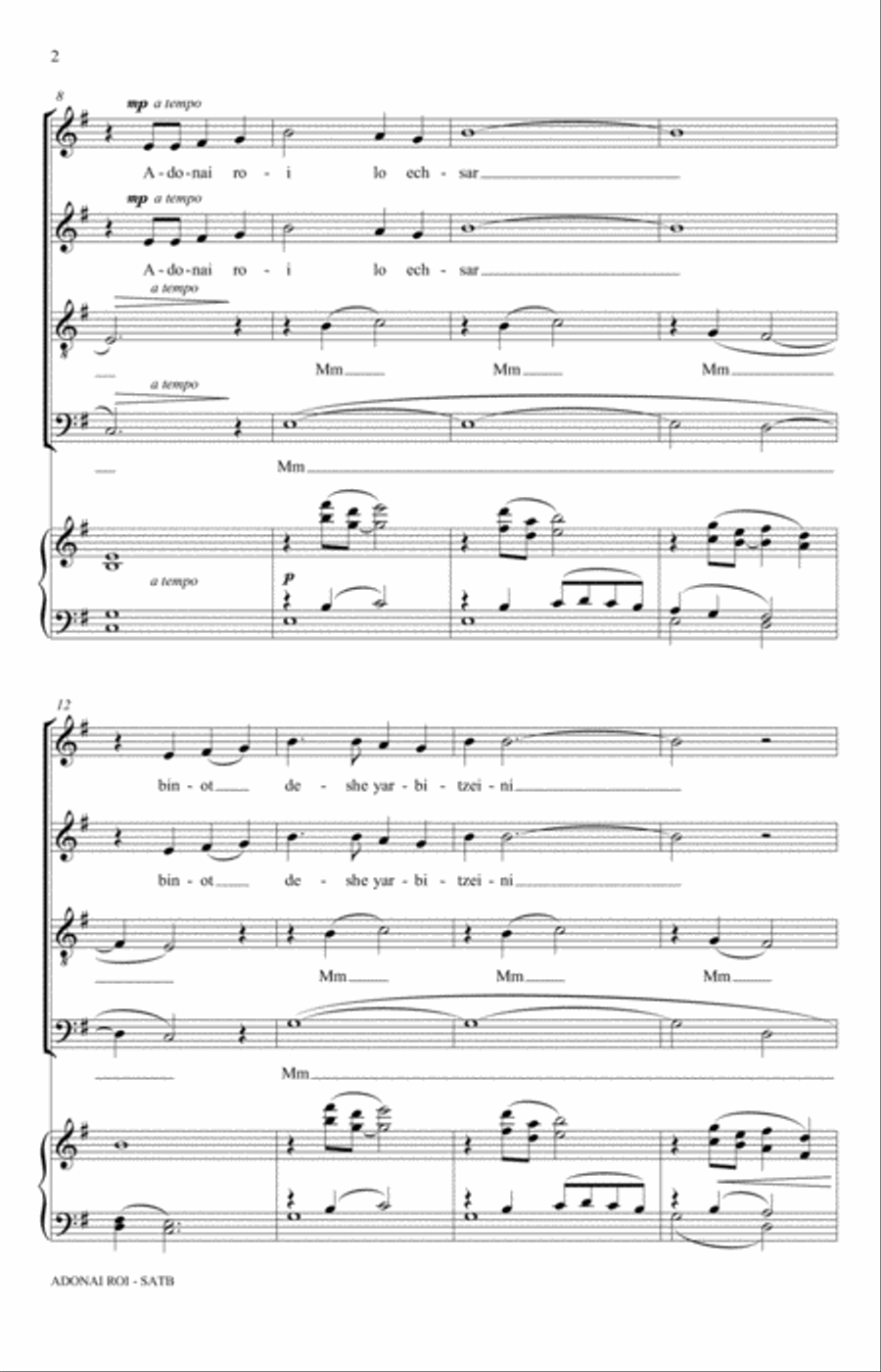 Adonai Roi (Psalm 23) (Rejoice: Honoring the Jewish Spirit) (arr. David Chase) 4-Part scores gallery preview page 2