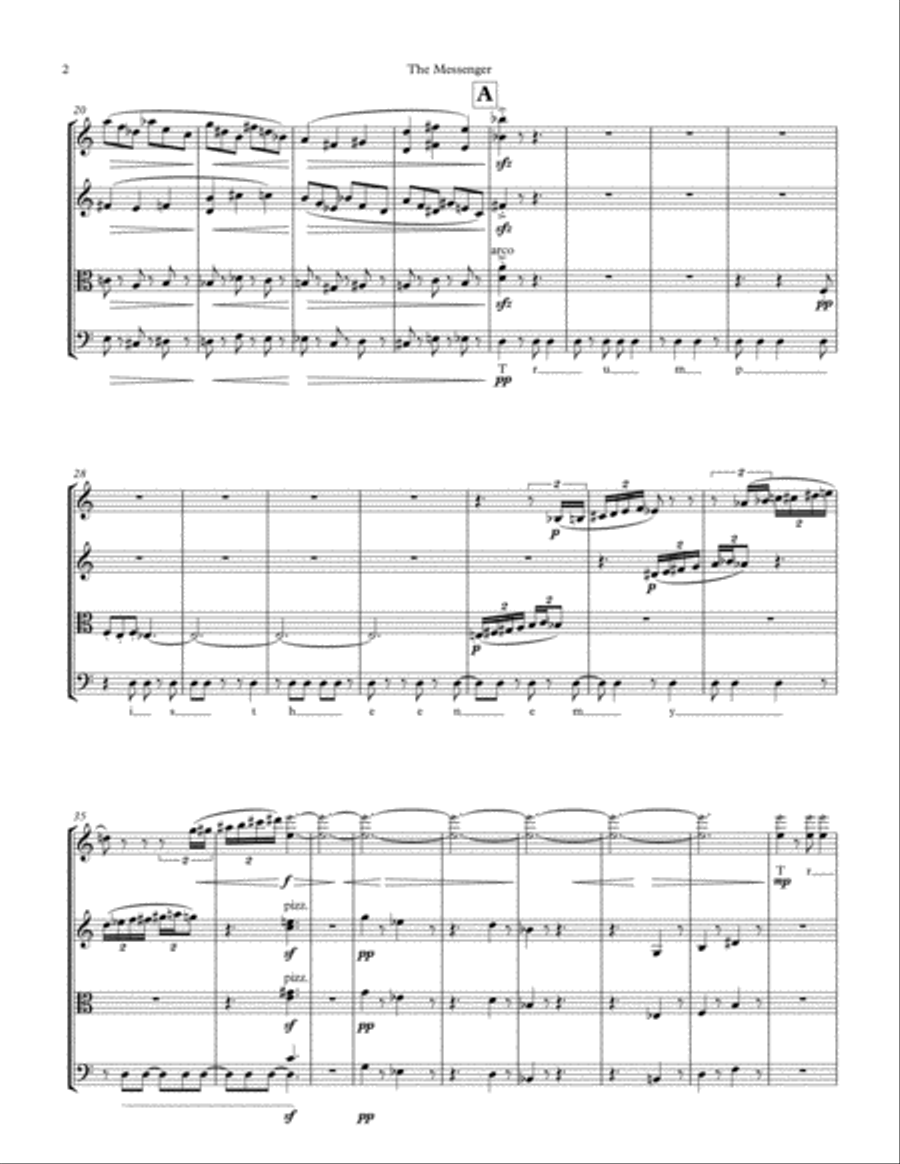 The Messenger for String Quartet (Full Score and Parts) String Quartet scores gallery preview page 4