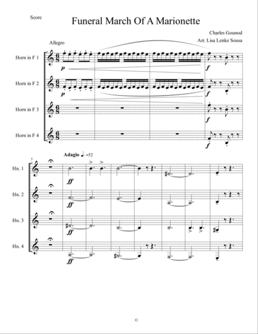 Funeral March Of A Marionette Brass Ensemble scores gallery preview page 2