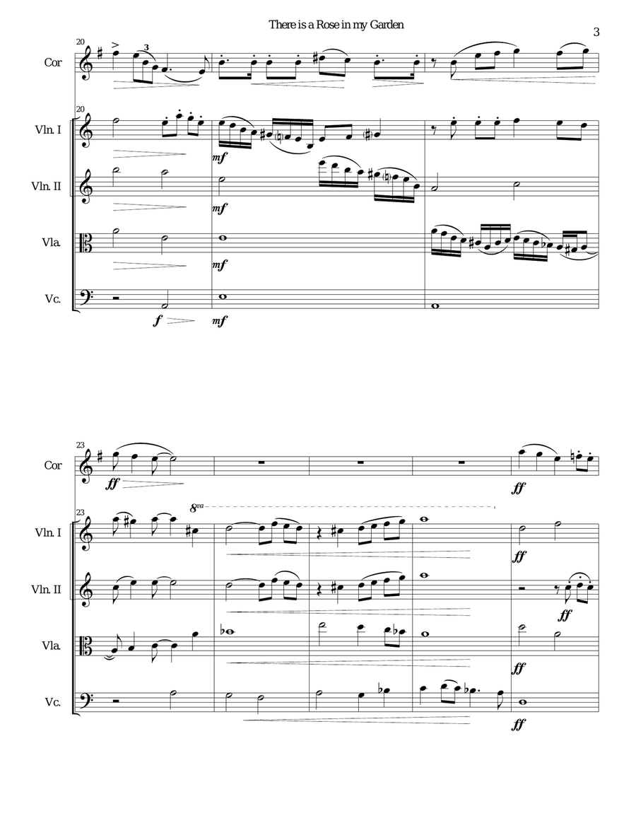 There is a Rose in my Garden for cor anglais and strings Chamber Orchestra scores gallery preview page 3