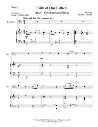 FAITH OF OUR FATHERS (Duet – Trombone and Piano/Score and Parts)