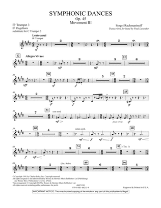 Symphonic Dances, Op.45 - Bb Trumpet Parts - Digital Only - Bb Trumpet 3 (sub. C Tpt. 3)