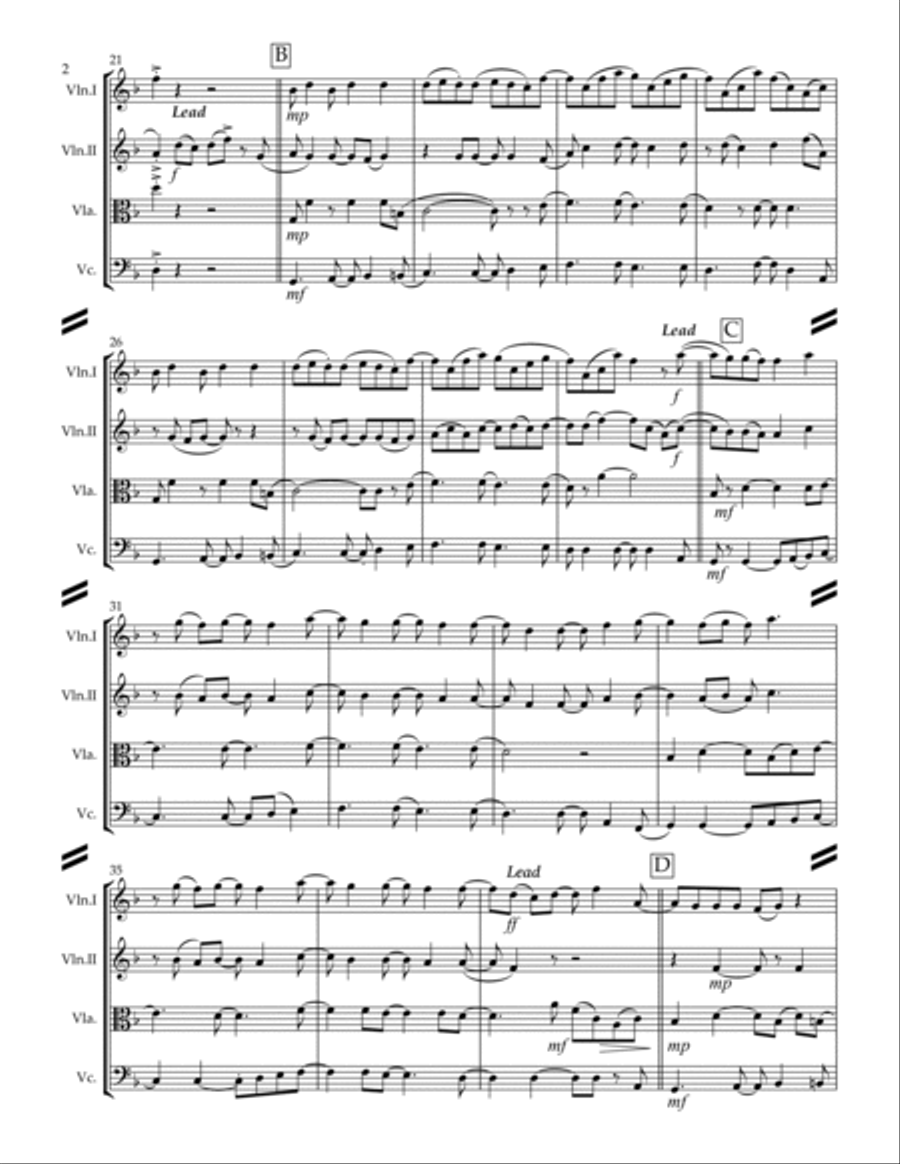 Dancin' In The Moonlight String Quartet scores gallery preview page 3