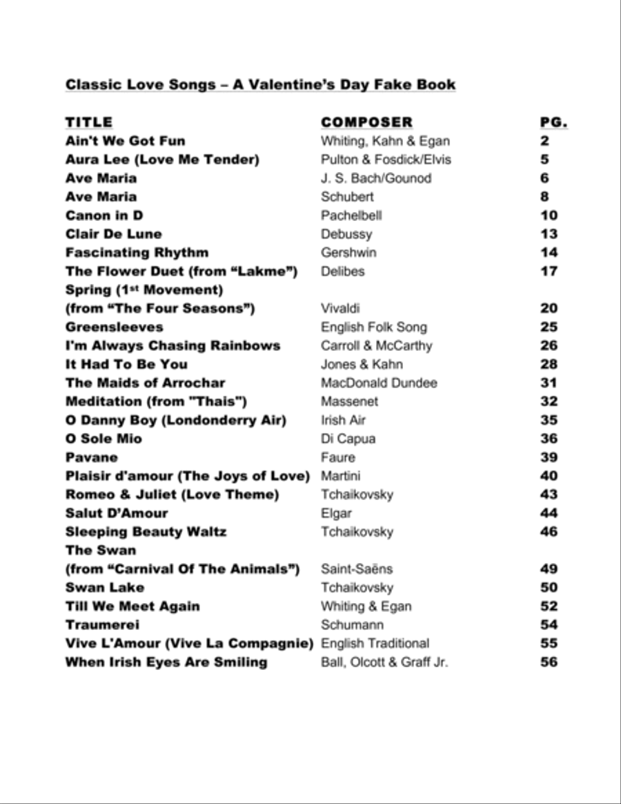Classic Love Songs - A Valentine's Day Fake Book (Bb Version) - Popular romantic songs arranged in l Large Ensemble scores gallery preview page 5