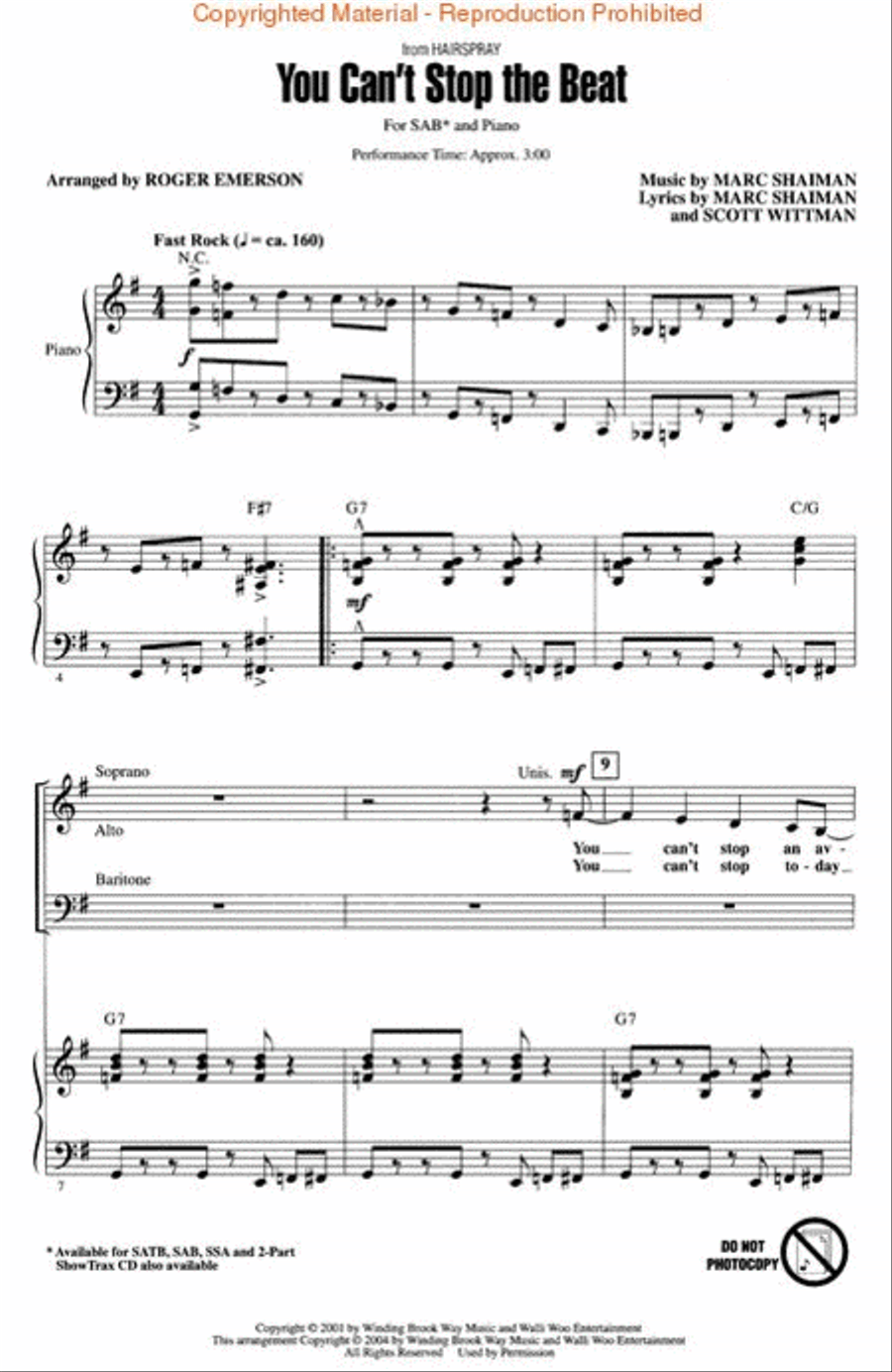 You Can't Stop the Beat 3-Part scores gallery preview page 2