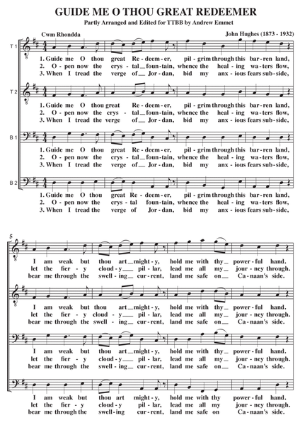 Guide Me O Thou Great Redeemer (Bread Of Heaven) A Cappella TTBB image number null