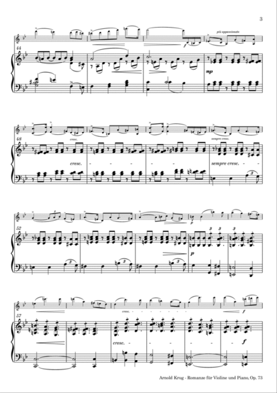 Romanze für Violine und Piano, Op. 73 Chamber Music scores gallery preview page 3