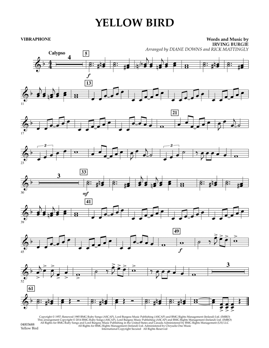 Yellow Bird - Vibes Yellow Bird - Vibes Concert Band scores gallery preview page 1