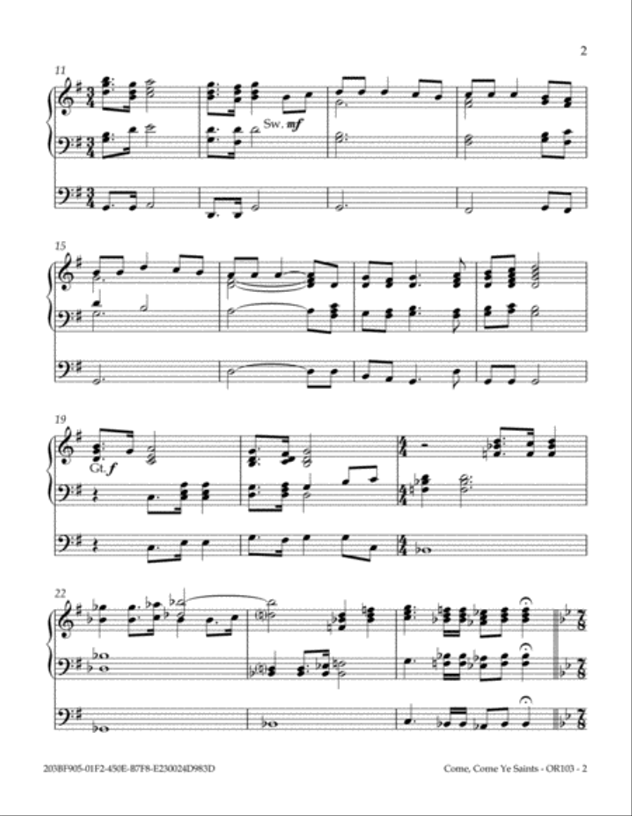 Come, Come Ye Saints Organ Solo scores gallery preview page 3