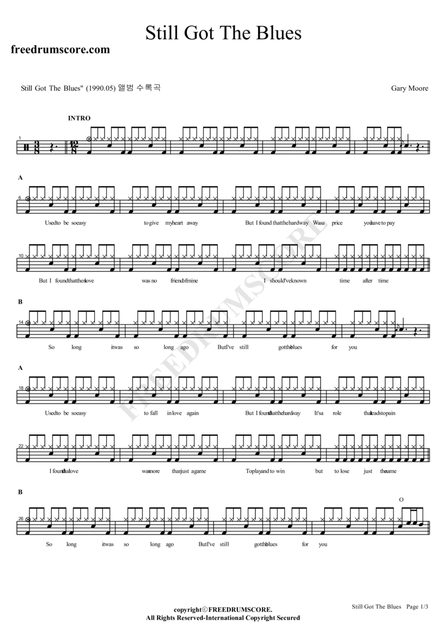 Still Got The Blues Drum Set scores gallery preview page 1
