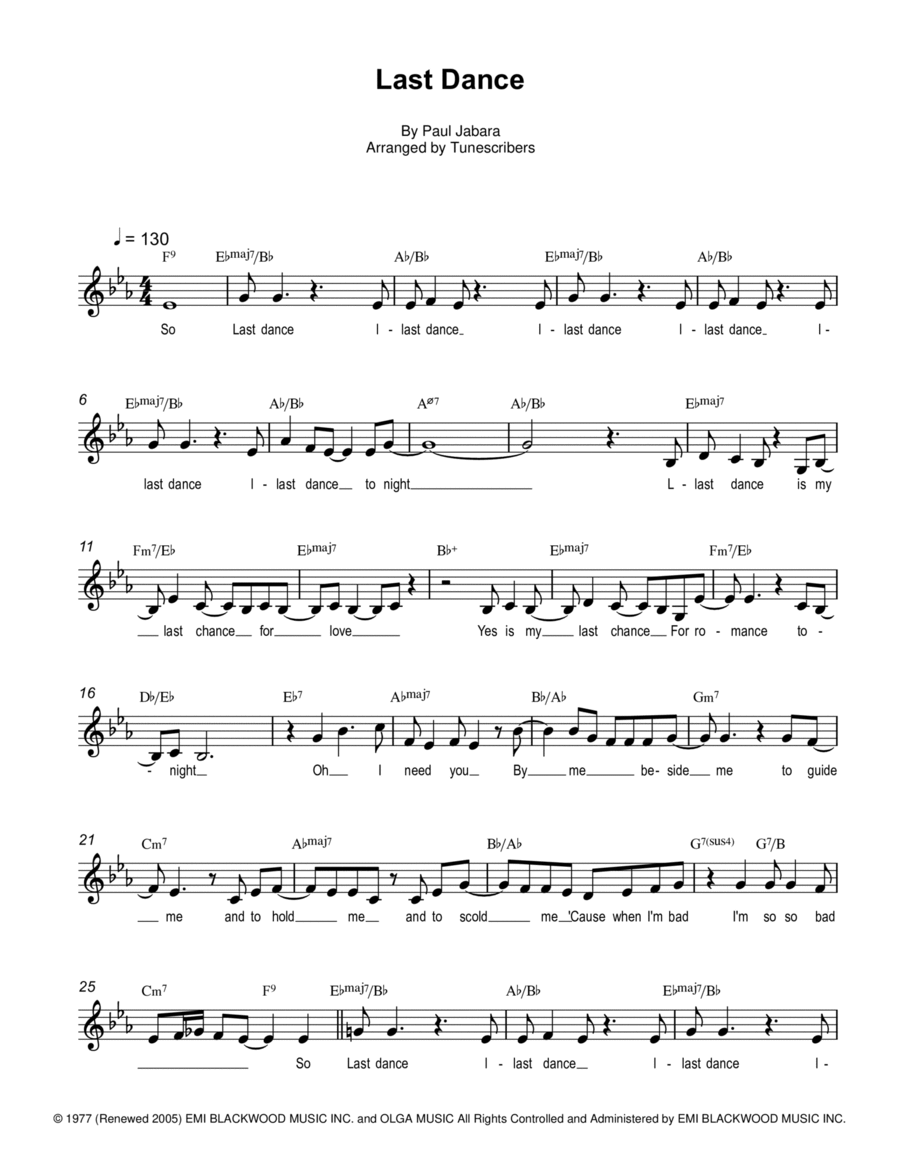 Last Dance Voice Solo scores gallery preview page 1