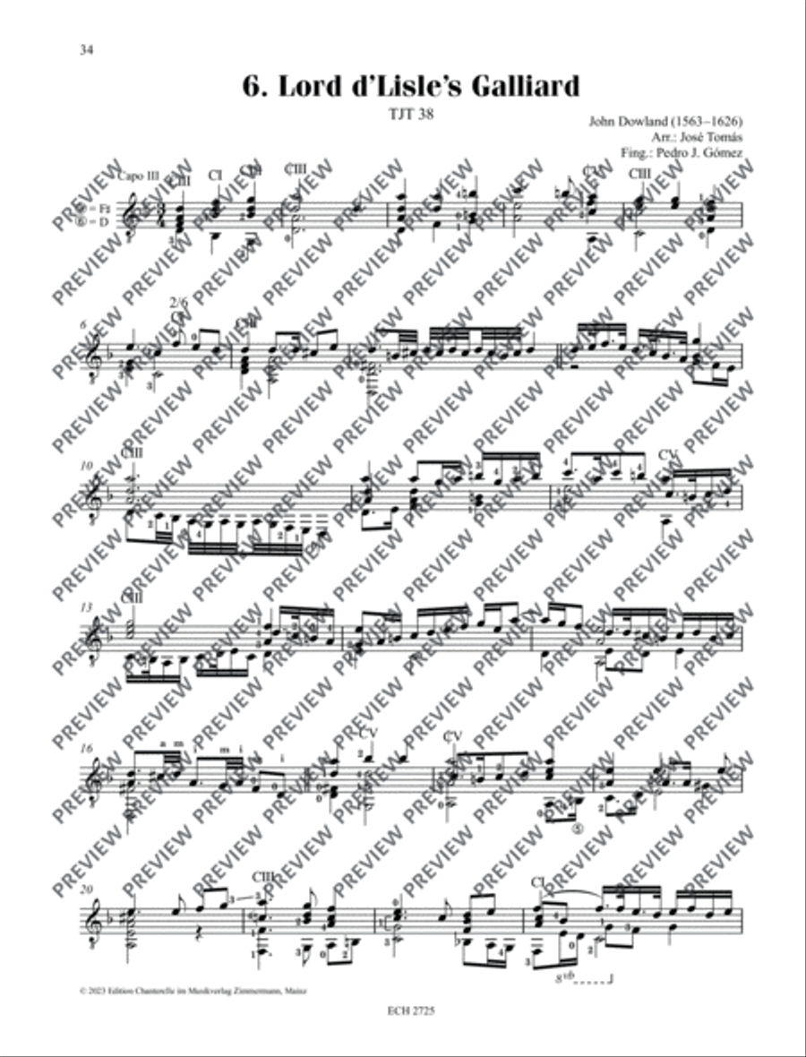 Lord d'Lisle's Galliard Classical Guitar scores gallery preview page 2