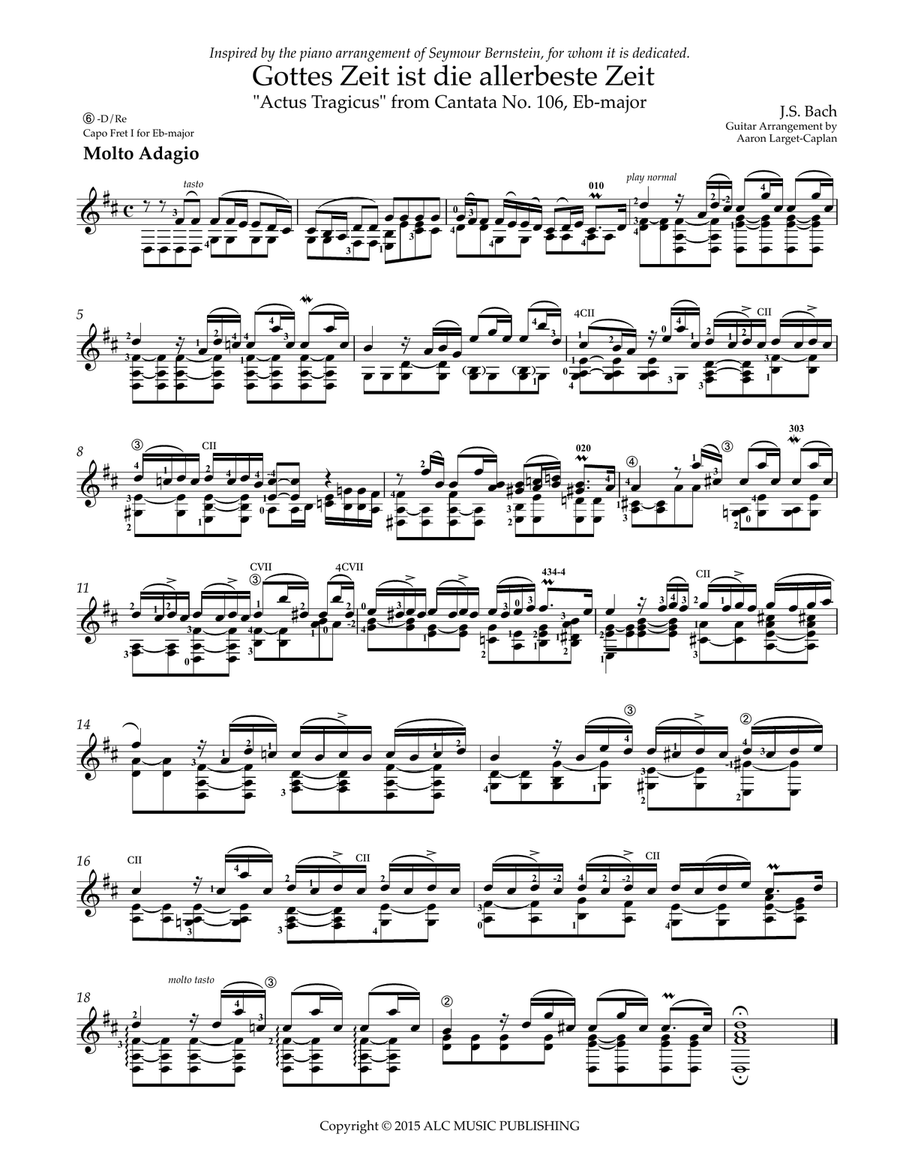 God's Time Is The Very Best Time, BWV 106 by J.S. Bach (arranged for guitar) Acoustic Guitar scores gallery preview page 2