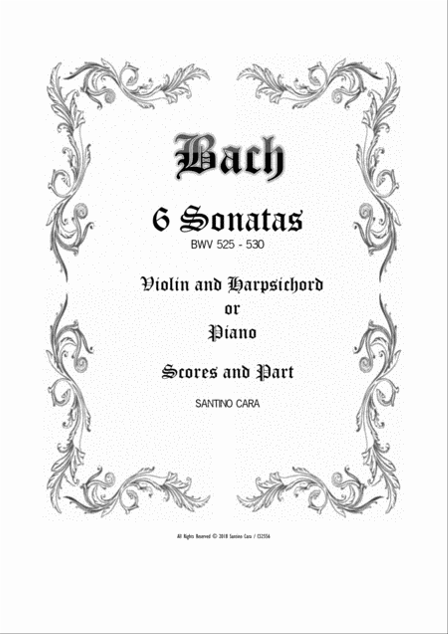 Bach - 6 Violin Sonatas BWV 525-530 for Violin and Harpsichord or Piano - Scores and Part String Duet scores gallery preview page 1