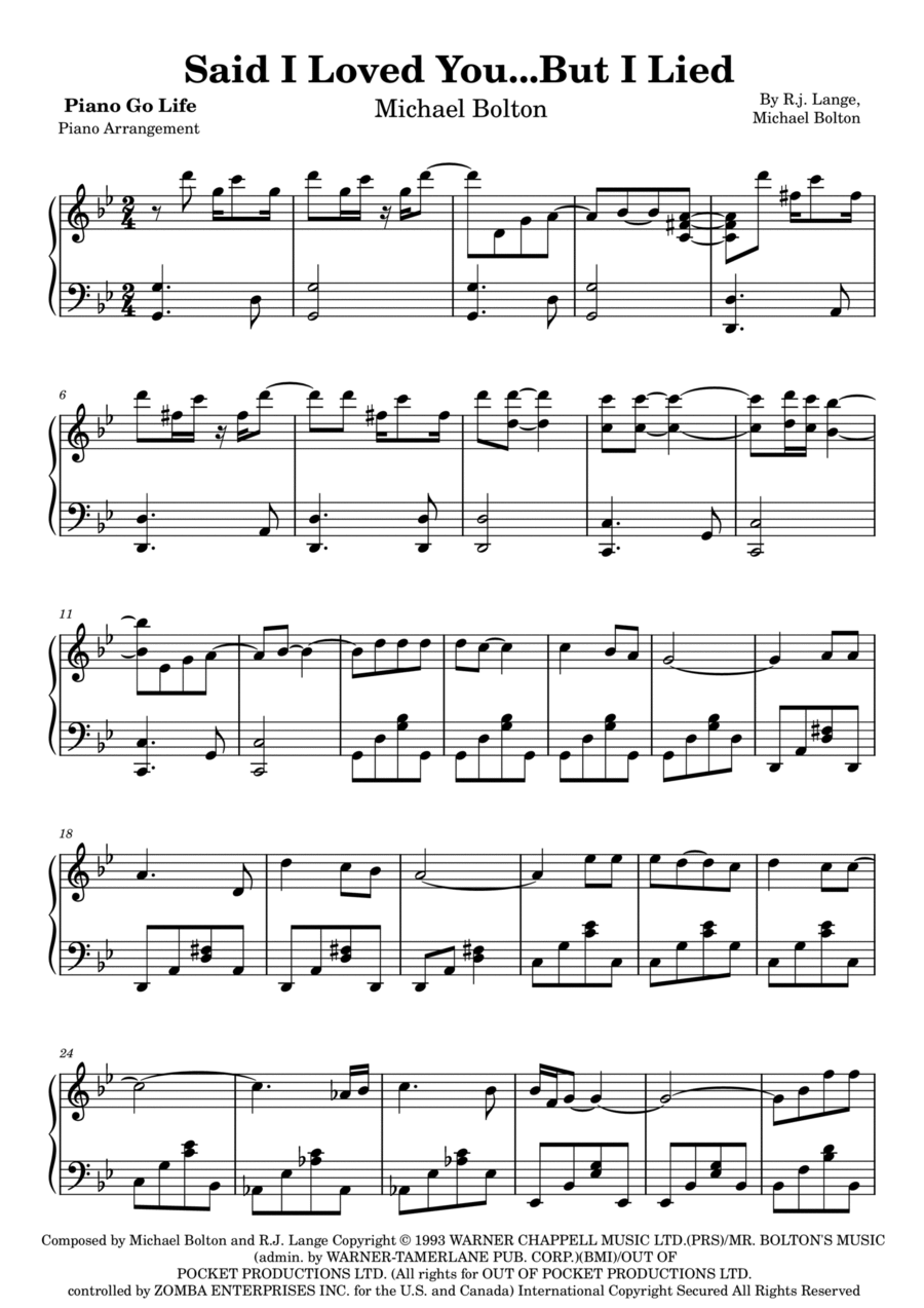 Said I Loved You...but I Lied Piano Solo scores gallery preview page 1