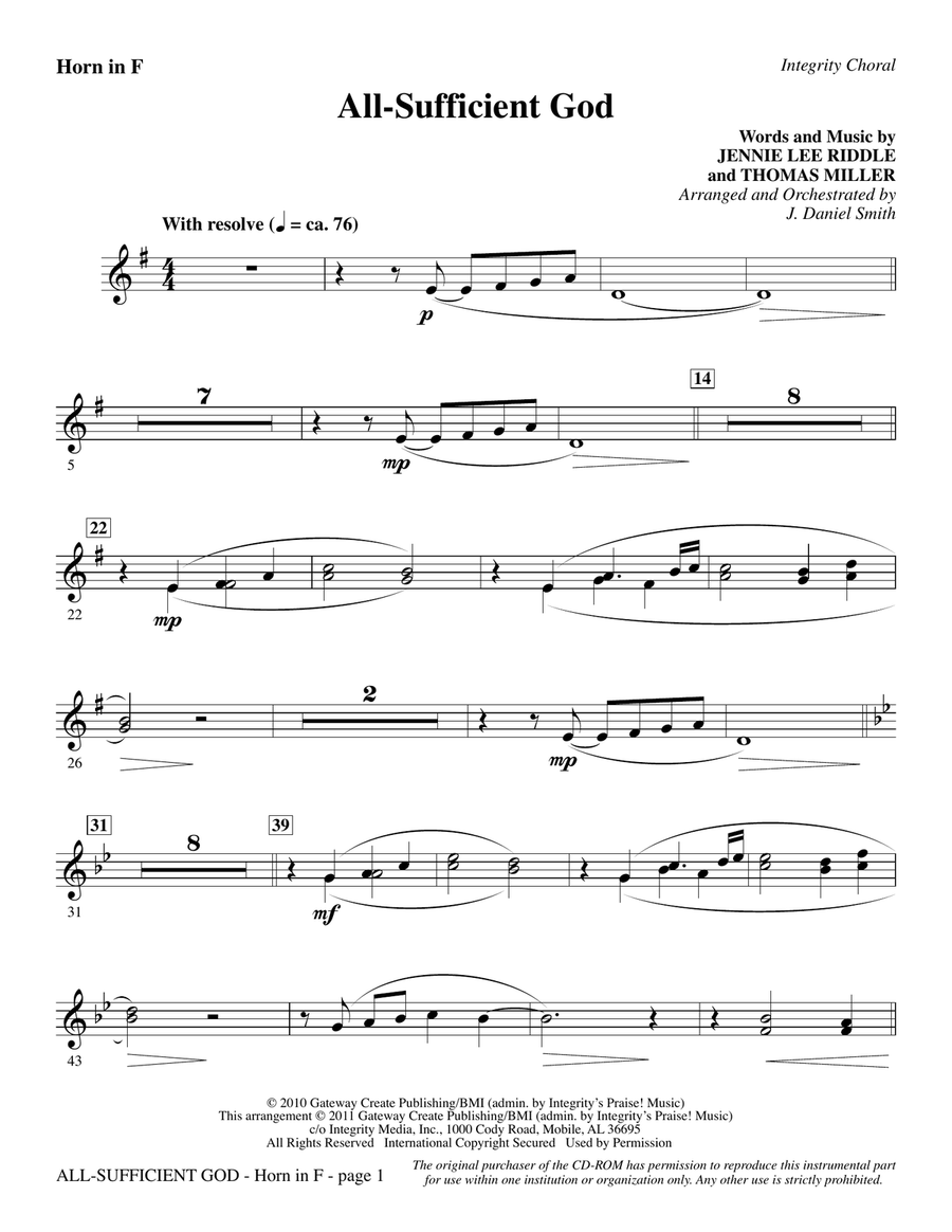 All-Sufficient God - F Horn