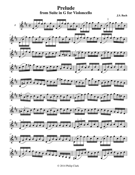 Prelude and Courant for Solo Violin in D, from Suite in G for Violoncello image number null