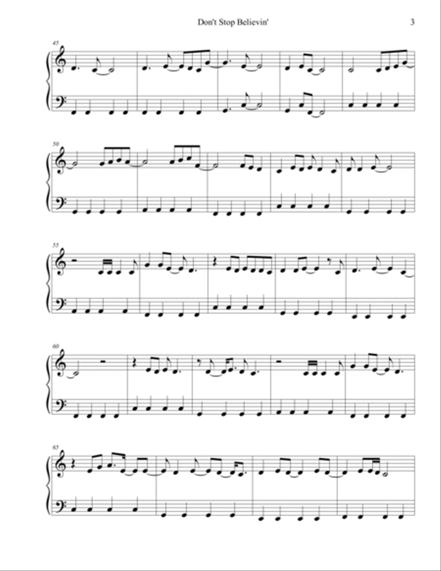 Don't Stop Believin' Easy Piano scores gallery preview page 3