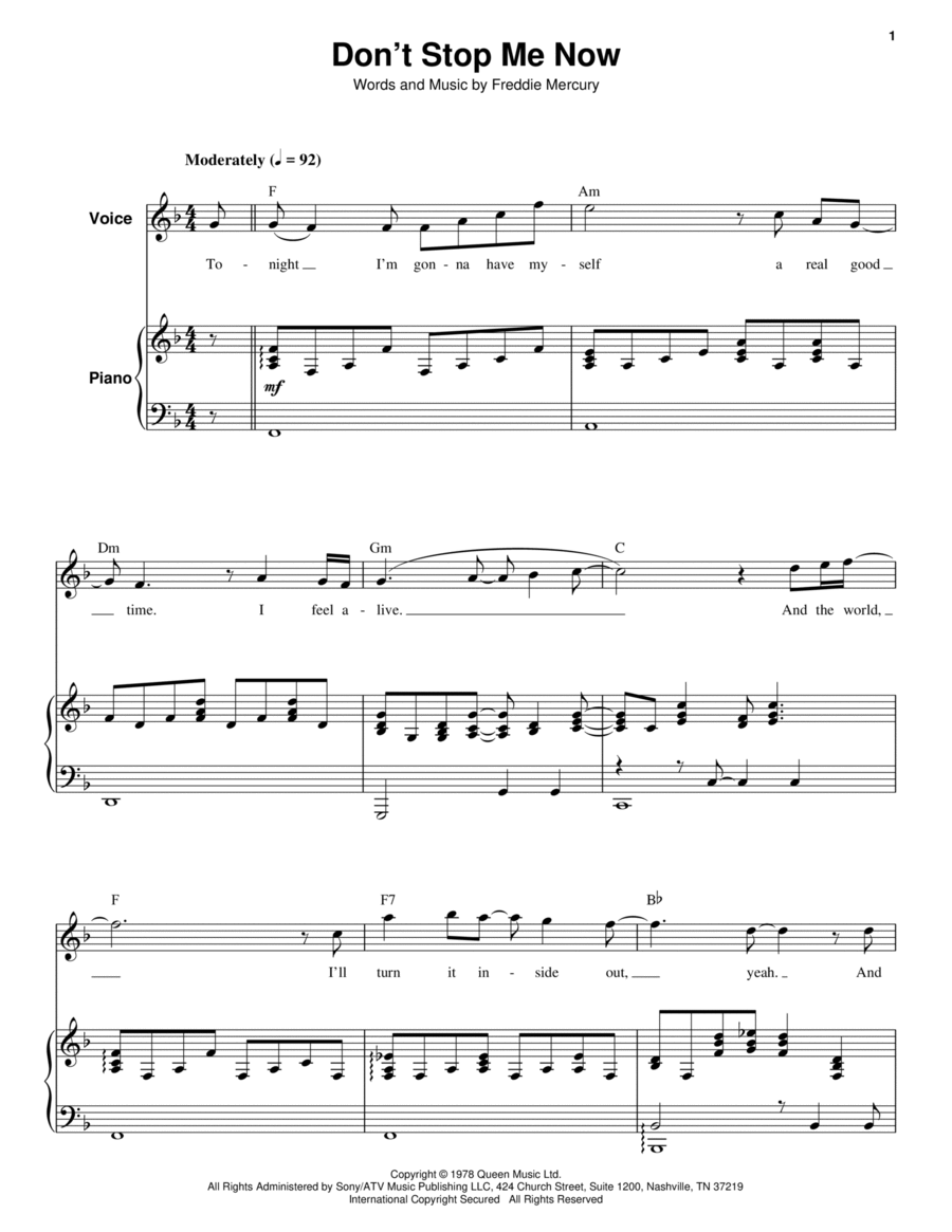 Don't Stop Me Now Don't Stop Me Now Piano scores gallery preview page 1