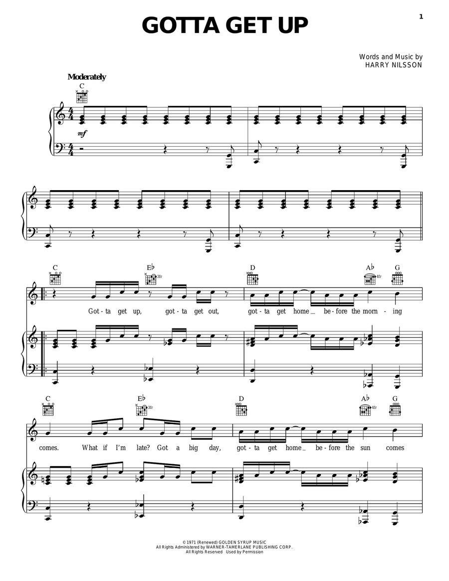 Gotta Get Up Piano, Vocal, Guitar scores gallery preview page 1