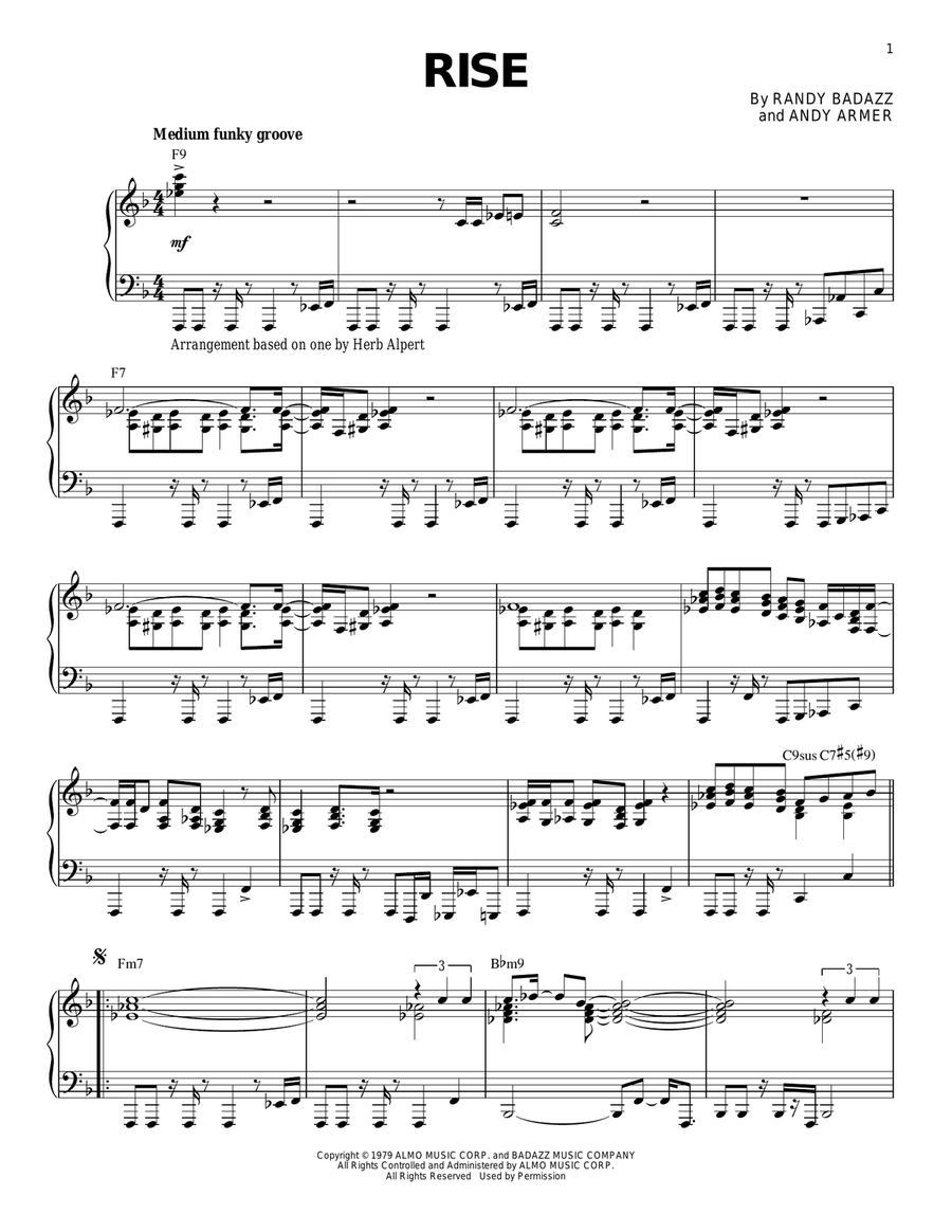 Rise Piano Solo scores gallery preview page 1