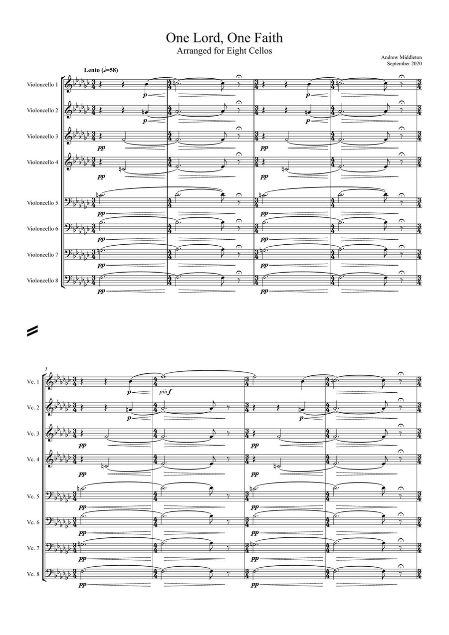 One Lord One Hope arranged for Cello Ensemble Cello scores gallery preview page 5