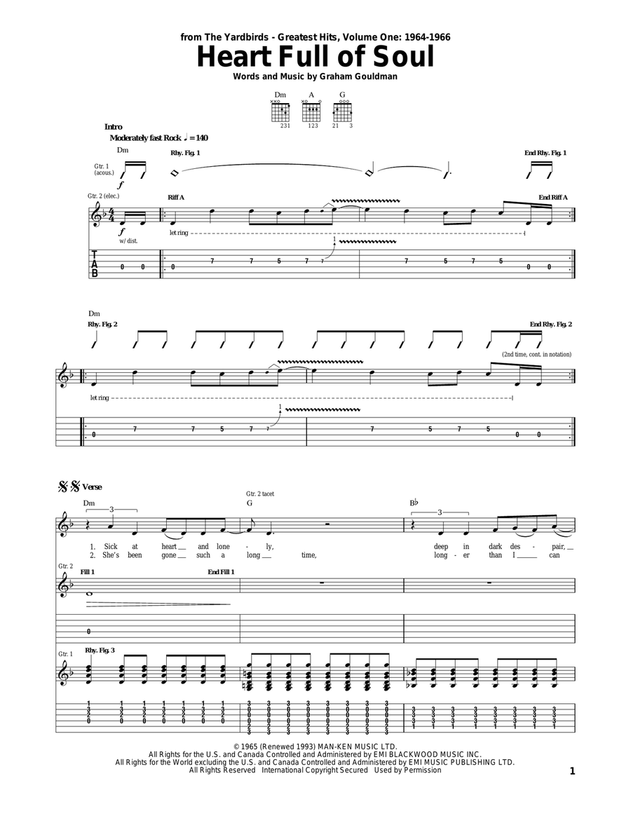 Heart Full Of Soul Acoustic Guitar scores gallery preview page 1