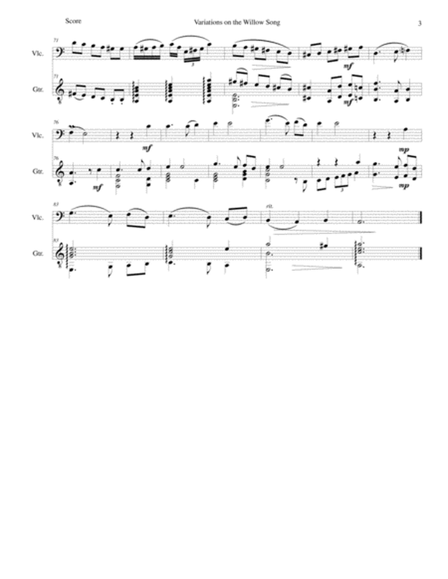Variations on the Willow Song for cello and guitar image number null