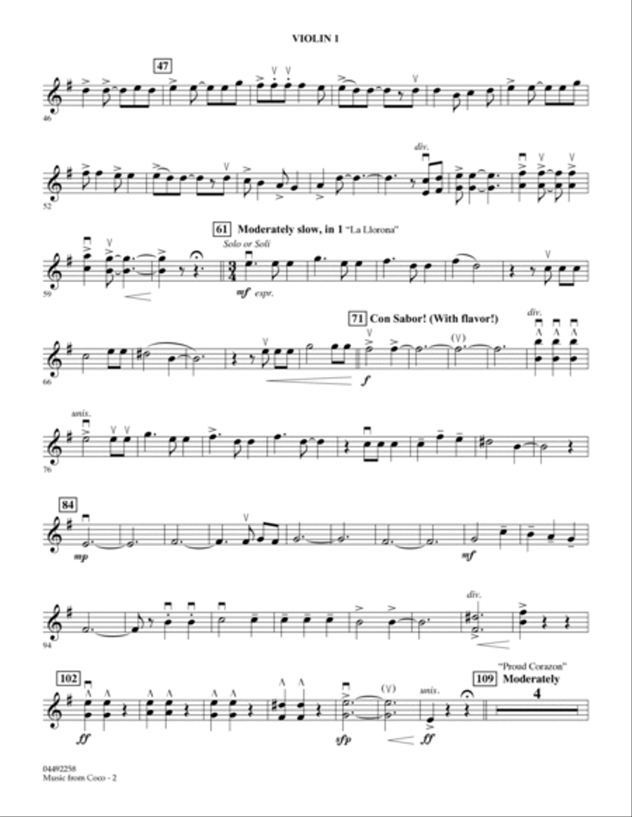 Music from Coco - Violin 1 Violin scores gallery preview page 2