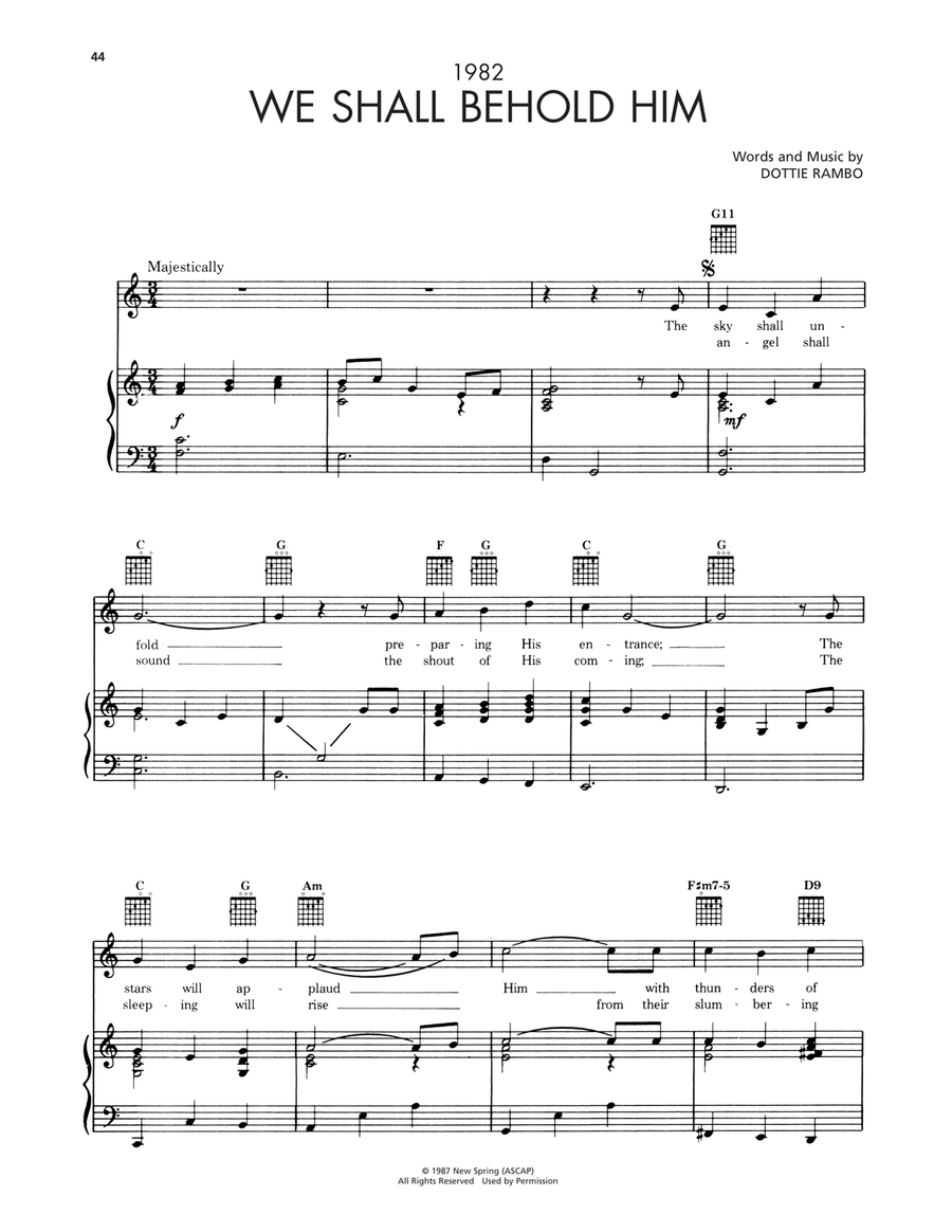 We Shall Behold Him Piano, Vocal, Guitar scores gallery preview page 1