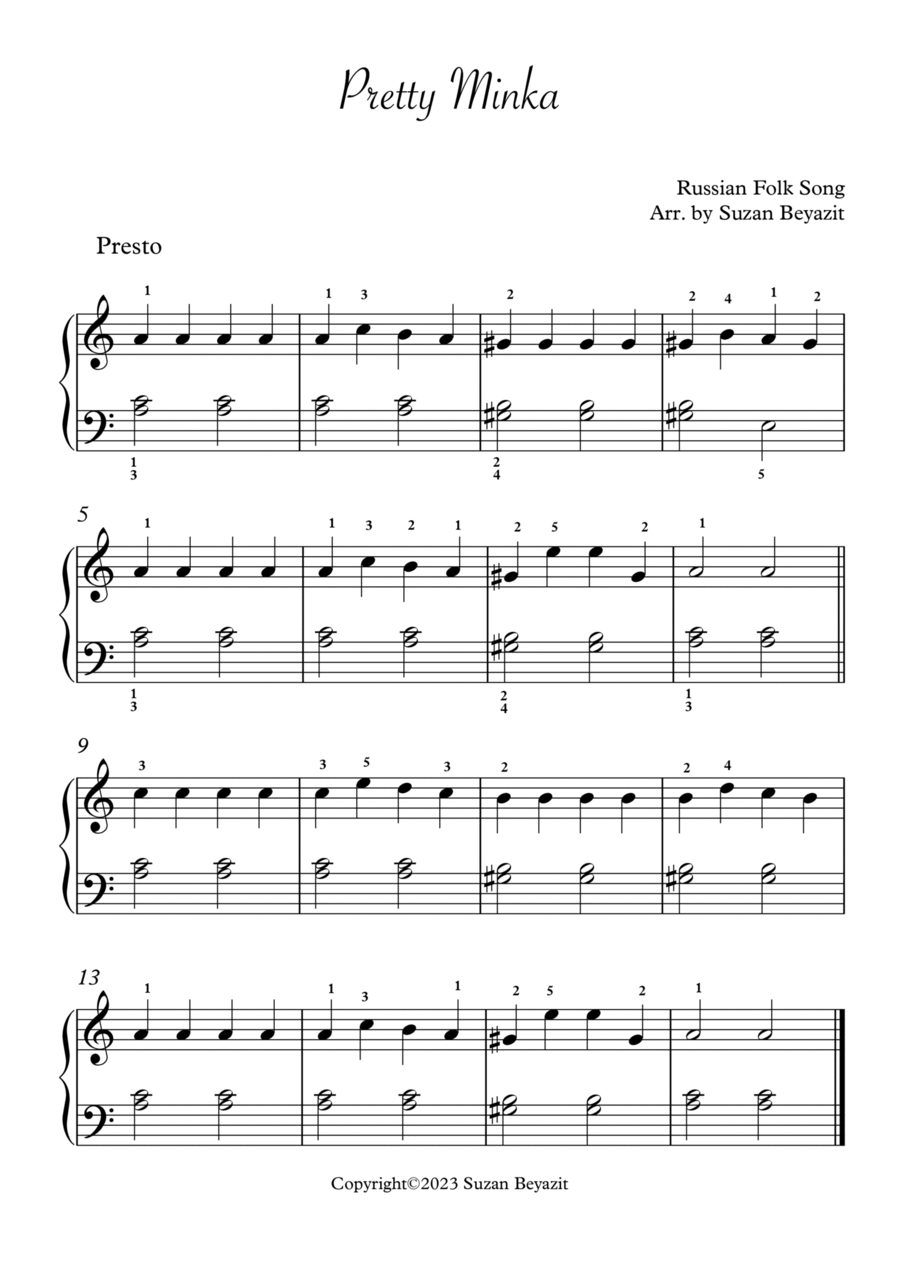 Pretty Minka (Easy Piano Level 1) Easy Piano scores gallery preview page 1