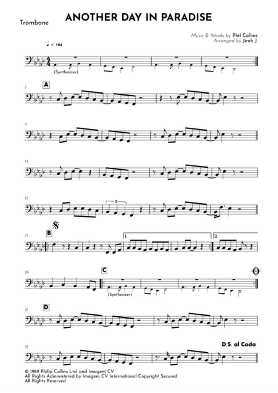 Another Day In Paradise Trombone Solo scores gallery preview page 2