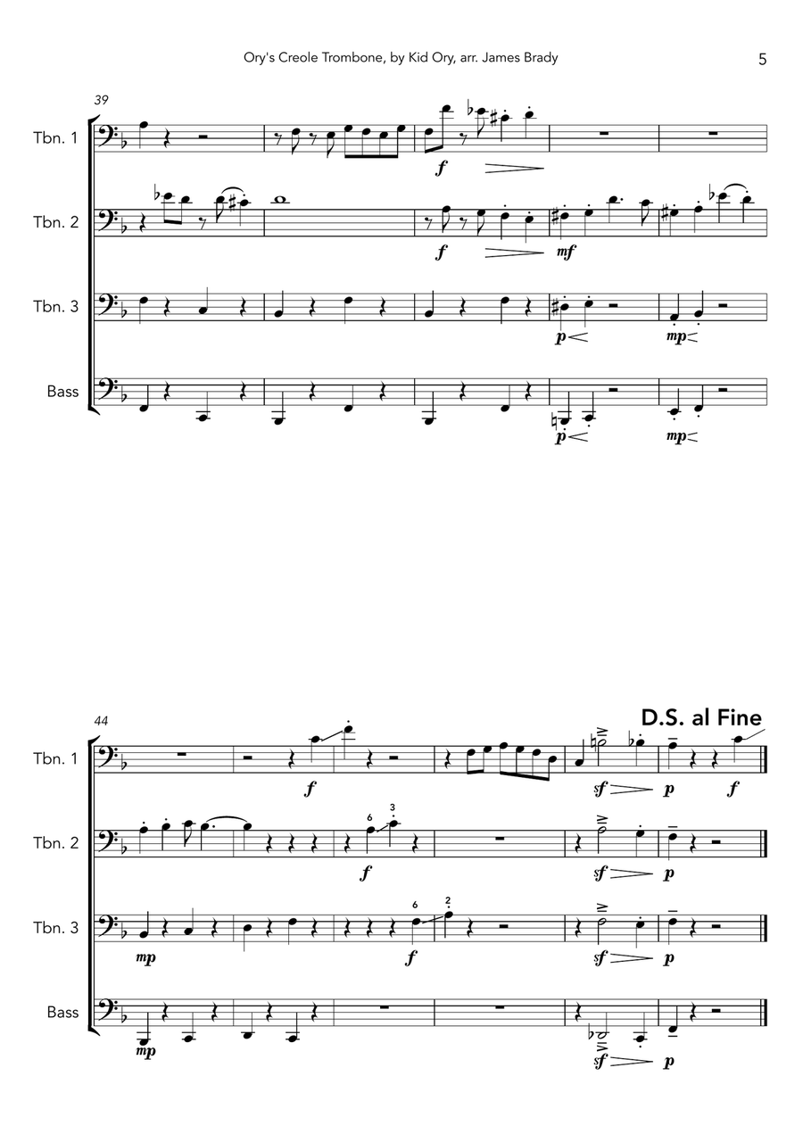 Ory's Creole Trombone Brass Ensemble scores gallery preview page 5