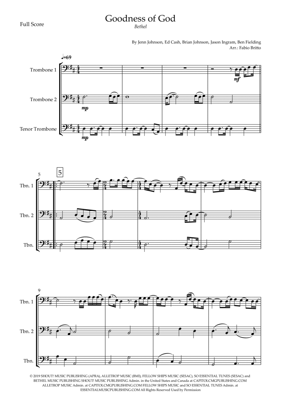 Goodness Of God Brass Trio scores gallery preview page 1