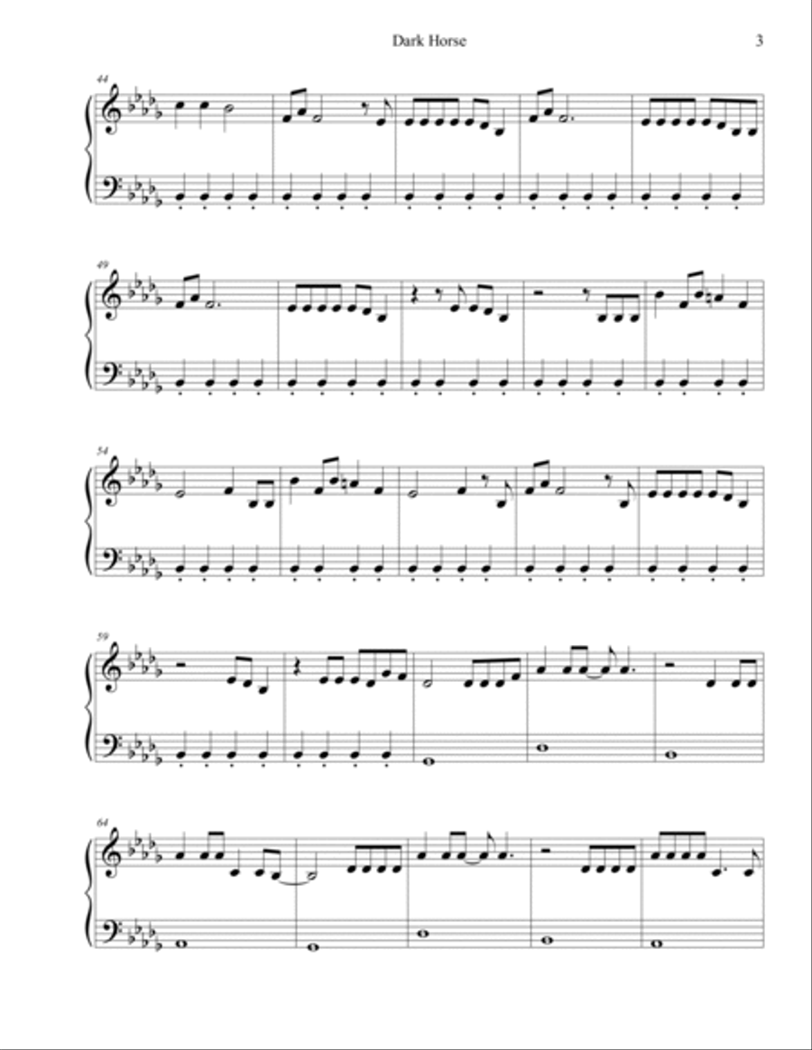 Dark Horse Dark Horse Easy Piano scores gallery preview page 3