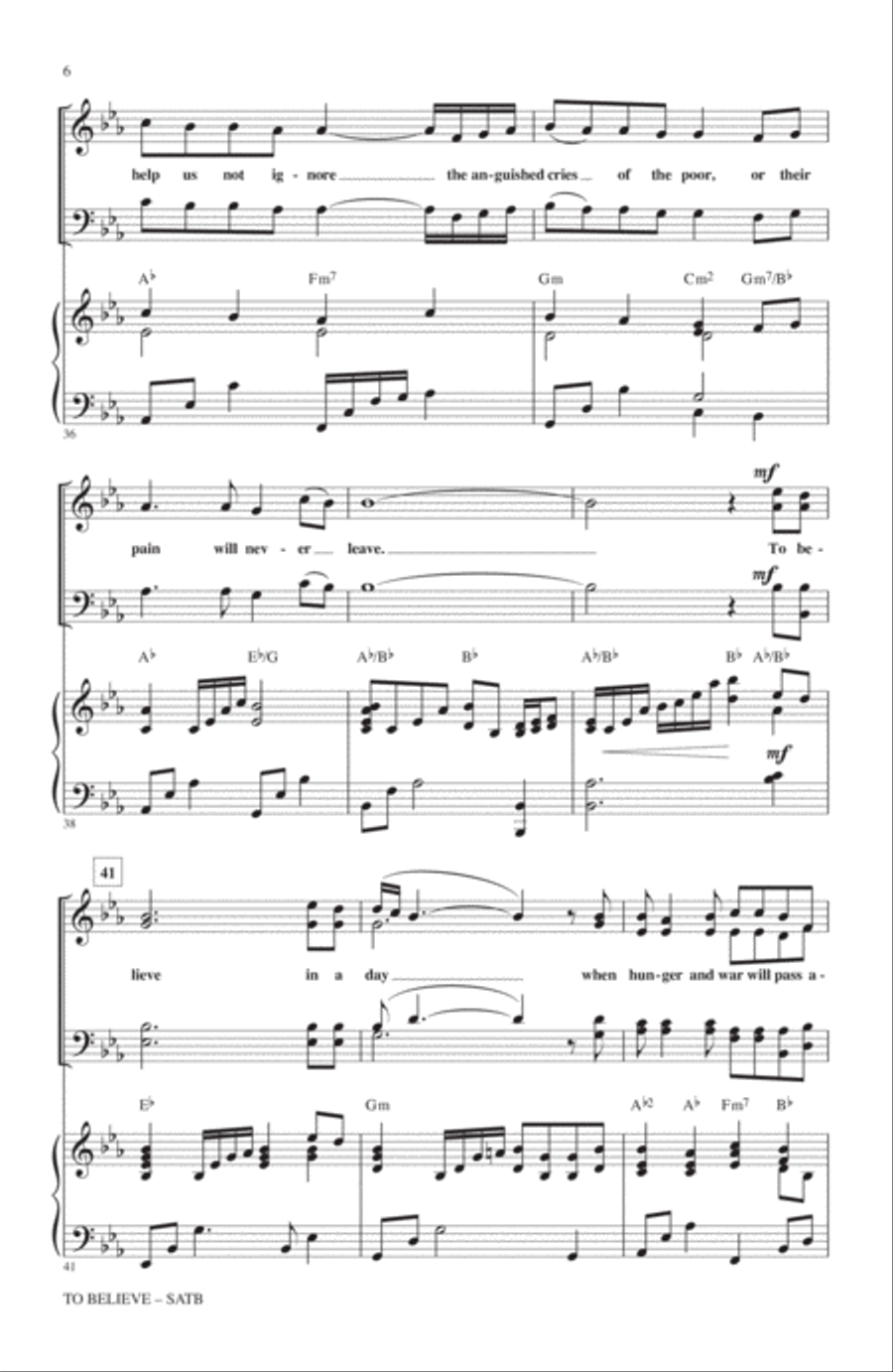To Believe To Believe 4-Part scores gallery preview page 5