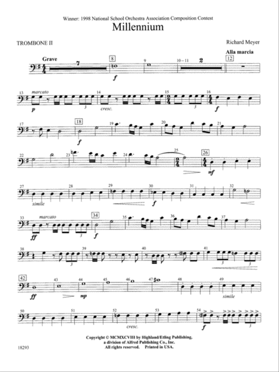 Millennium: 2nd Trombone Full Orchestra scores gallery preview page 1