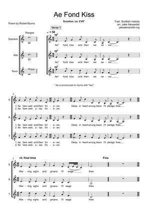 Ae Fond Kiss - SAT a cappella