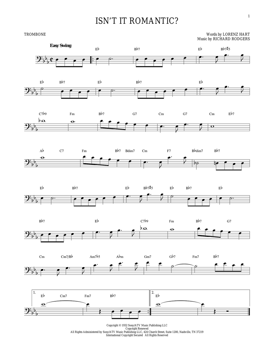 Isn't It Romantic? Isn't It Romantic? Trombone Solo scores gallery preview page 1