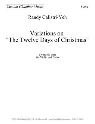 Book cover for Variations on "The Twelve Days of Christmas" (violin/cello duet)